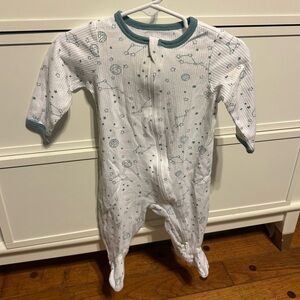White and Teal Baby Onesie with Star Pattern